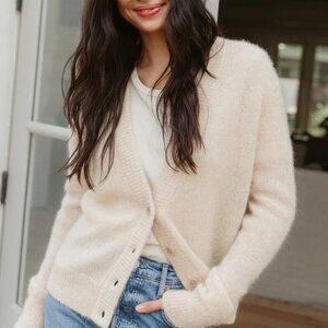 Jenni Kayne Soft Pale Pink Cream V-Neck Button Cardigan